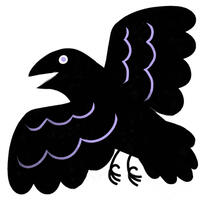 Profile icon featuring a smiling black crow